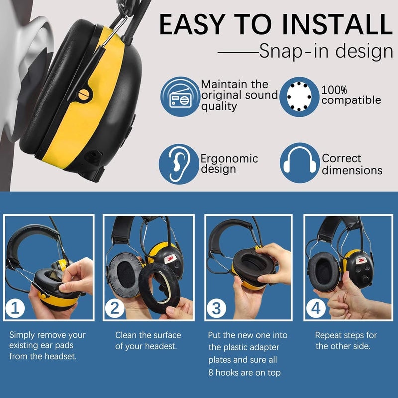PROHEAR FEP01 Replacement Foam Ear Pads (Upgraded) for 3M WorkTunes Connect(90543, 90544, 90542, 90541,90507), ZOHAN EM042 Radio Headphone （037,027,033） (fep01 2 Pair) - Image 4
